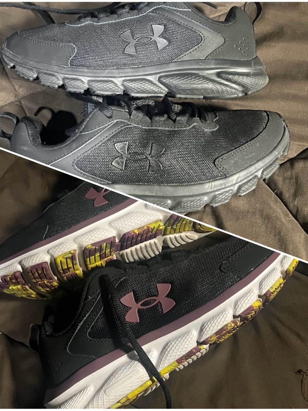 2 pairs women’s charged assert UA sneakers